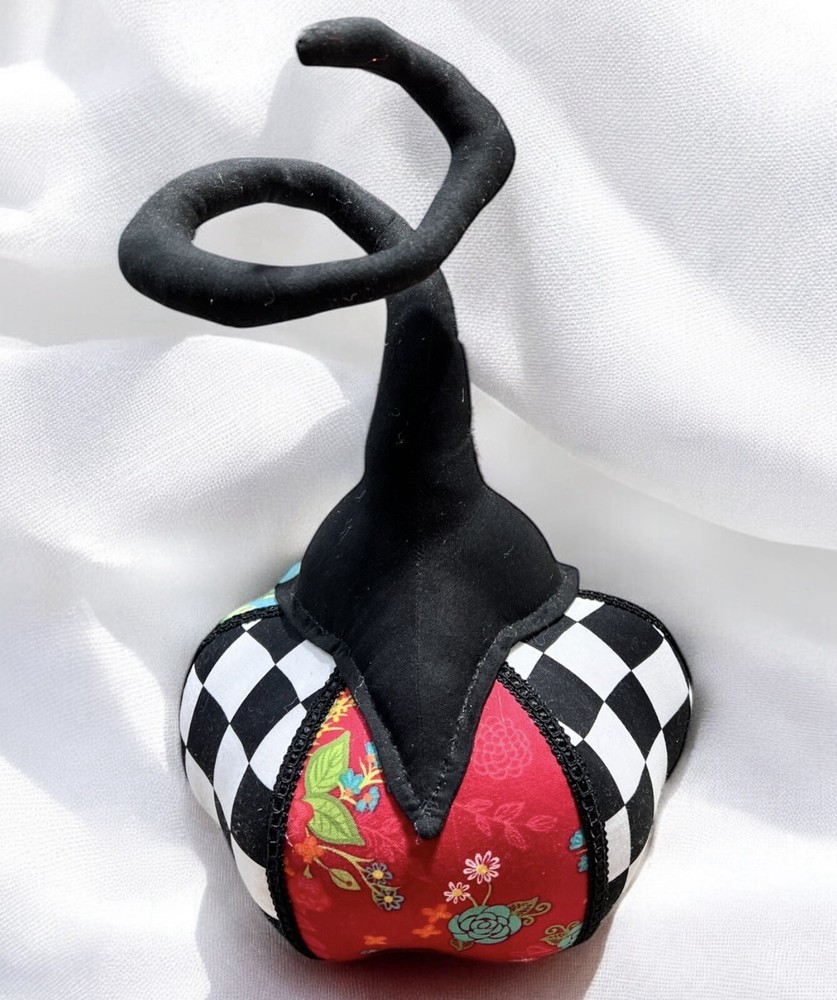 Whimsical Handmade Firmly Stuffed Pumpkin with Wired & Stuffed Stem.