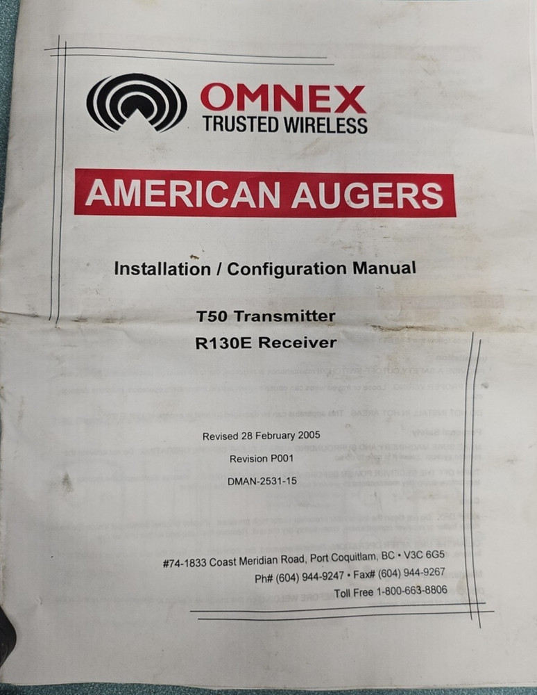 OMNEX T50 / R130E WIRELESS CONTROL SYSTEM