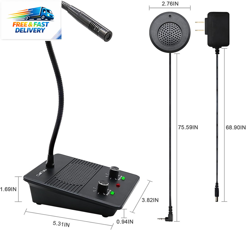 Window Speaker Intercom System,Dual Way Anti-Interference Intercommunication Mic