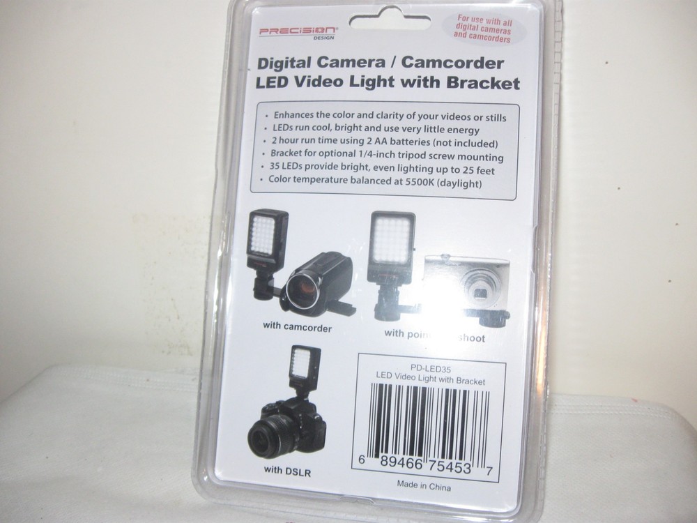 Precision Design Digital Camera Camcorder LED Video Light with Bracket BRAND NEW