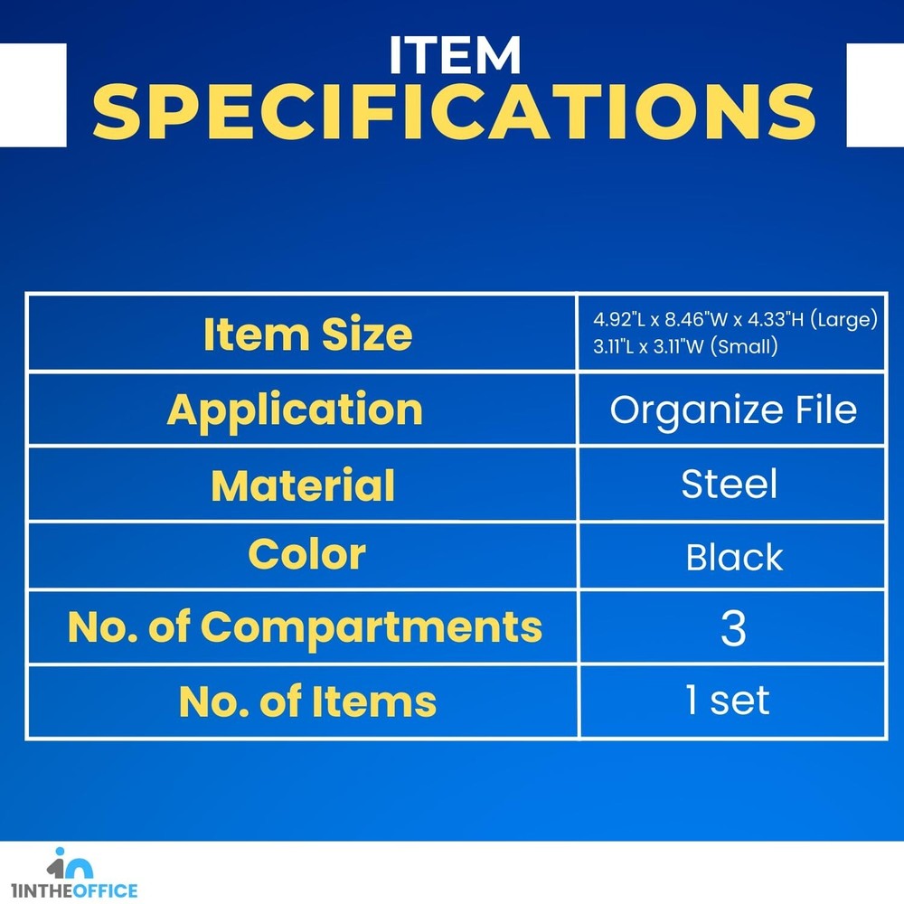 1InTheOffice Mesh Collection Desk Drawer Organizer Tray 3 Compartment - Stack...