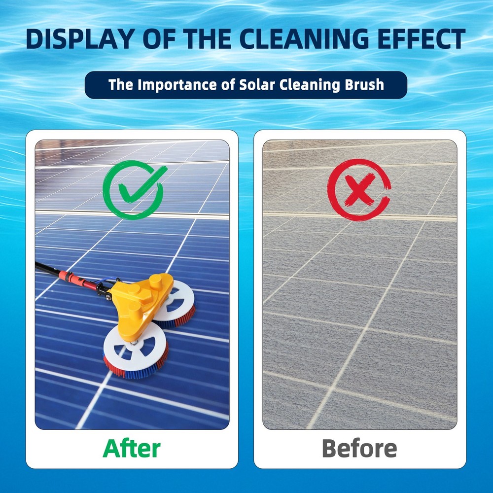 Dual Power Solar Panel Cleaner – Brush & Pole Set ,Use Battery or AC