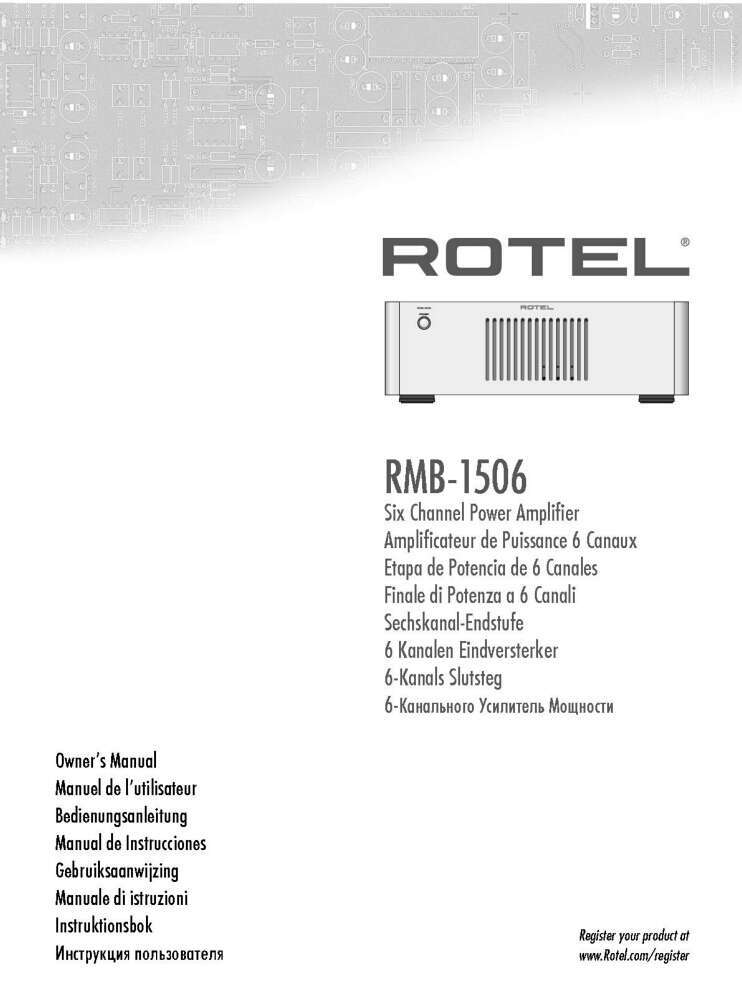 Rotel RMB-1506 Amplifier Owners Manual