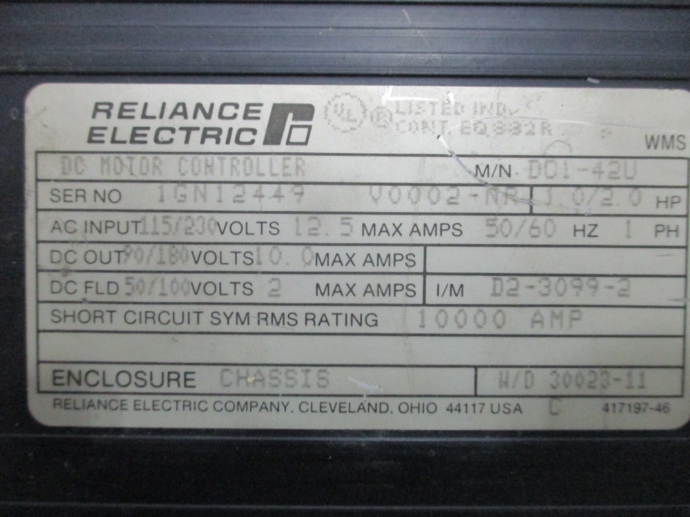 Reliance DC1 VS Drive DC1-42U Working When Removed