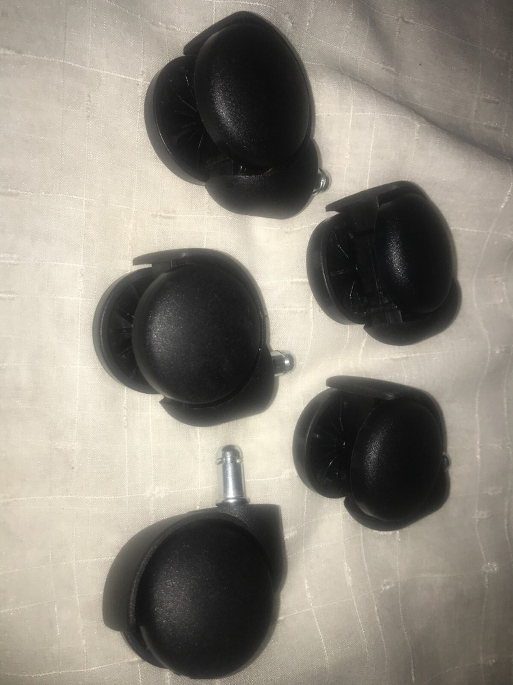 Office Chair Casters Soft Wheels Replacement Rollers 10mm 3/8 Stem 5pc Set