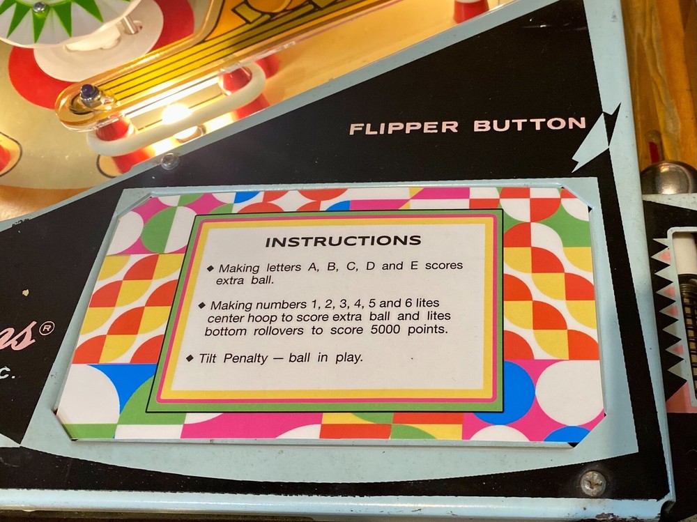 Spanish Eyes Pinball Custom Apron Cards Set Instruction Rules Information