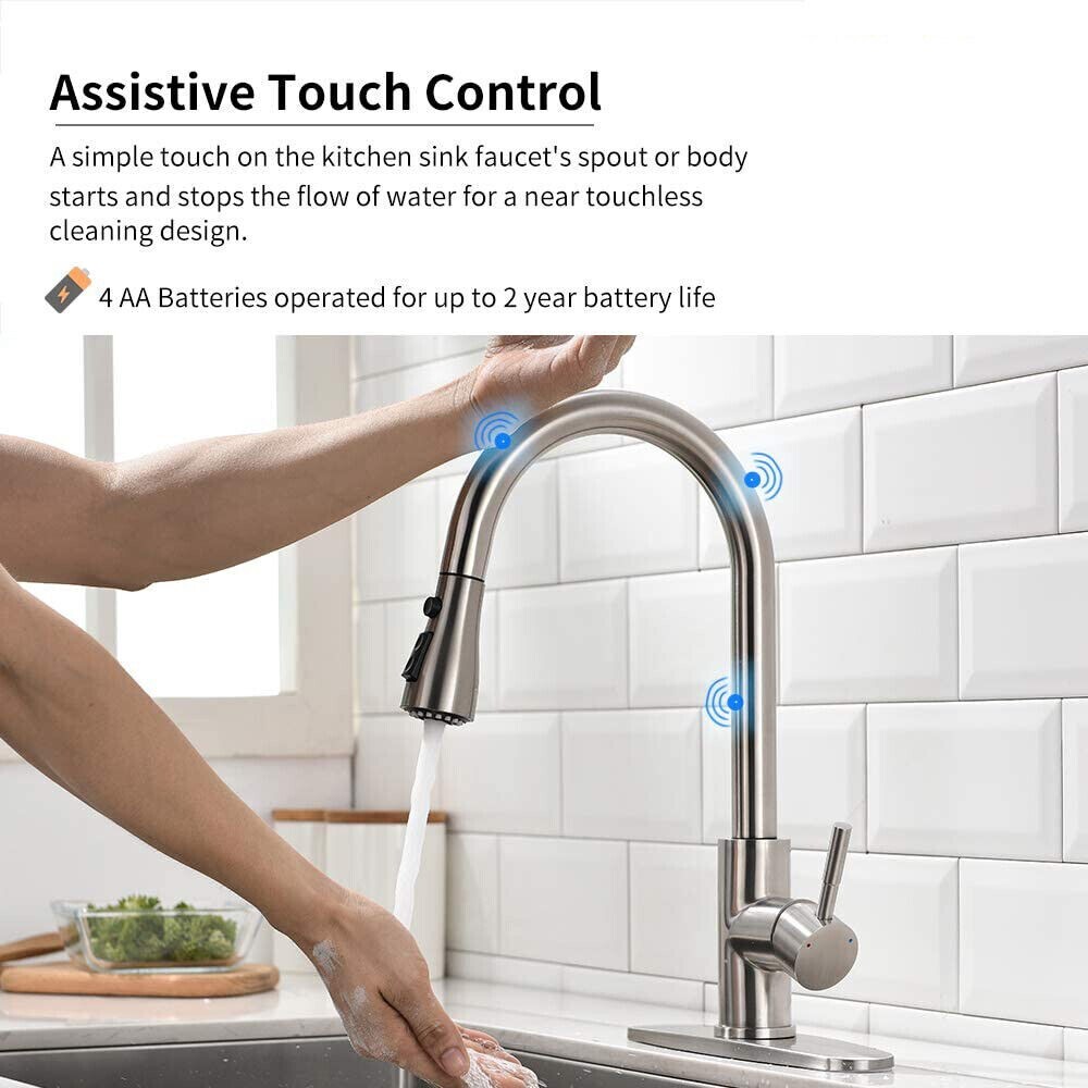 Touch Sensor Kitchen Sink Faucet with Sprayer Pull Down Automatic Mixer Tap US