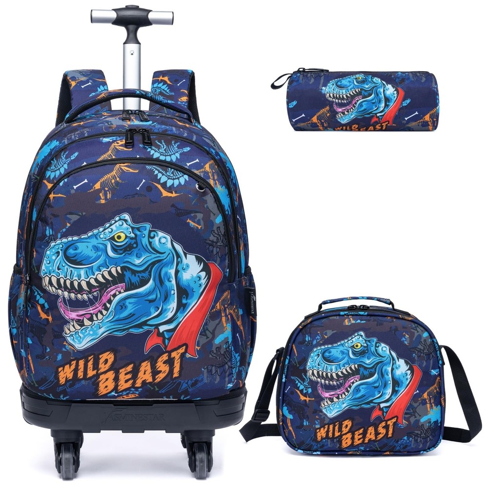 Rolling Backpack for Boys Dinosaur Suitcases Trolley Roller Luggage Backpacks...