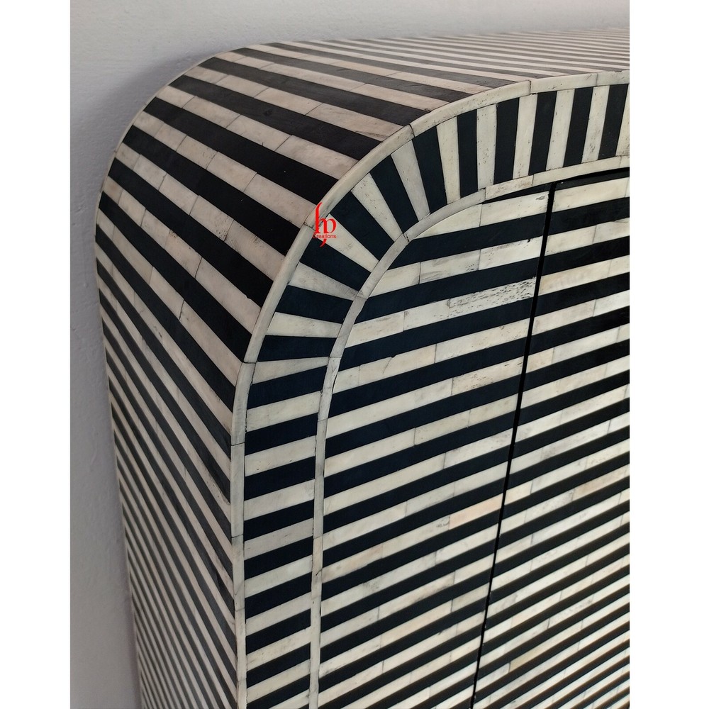 Handmade Bone Inlay Geometric Pattern Buffet| Cabinet for Home and Office Decor