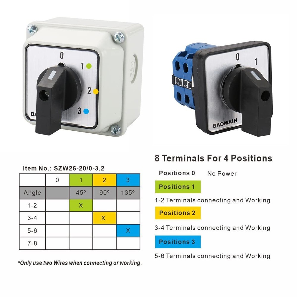 Baomain Universal Rotary Changeover Switch SZW26-20/D202.2D with Master Switch E