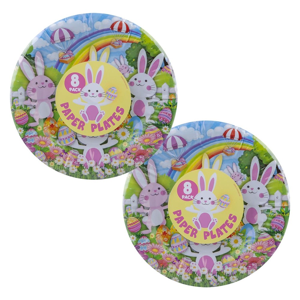 Easter 7" Plates Disposable Tableware 18cm x 18cm Multicolour X 2