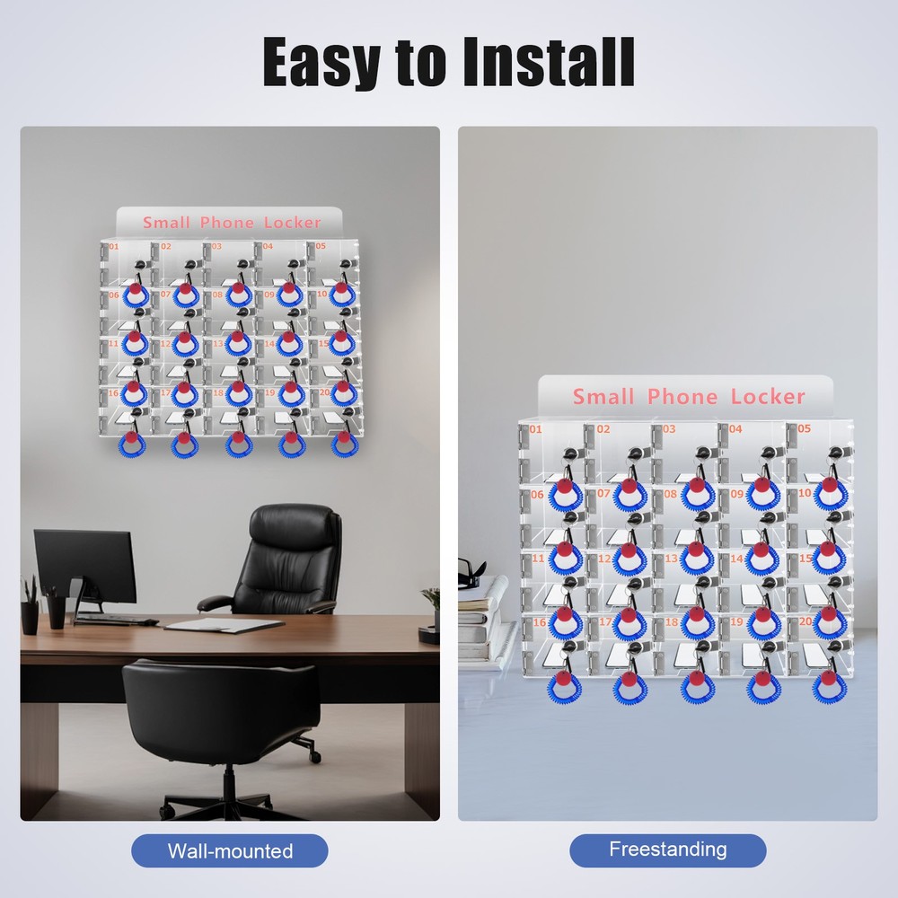 Clear Acrylic Cellphone Locker Rectangular Cell Phone Storage Box with Keys