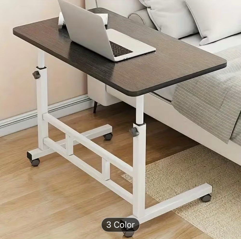 Mobile Lift Table, Adjustable Height, With Wheels Bedside Computer Desk