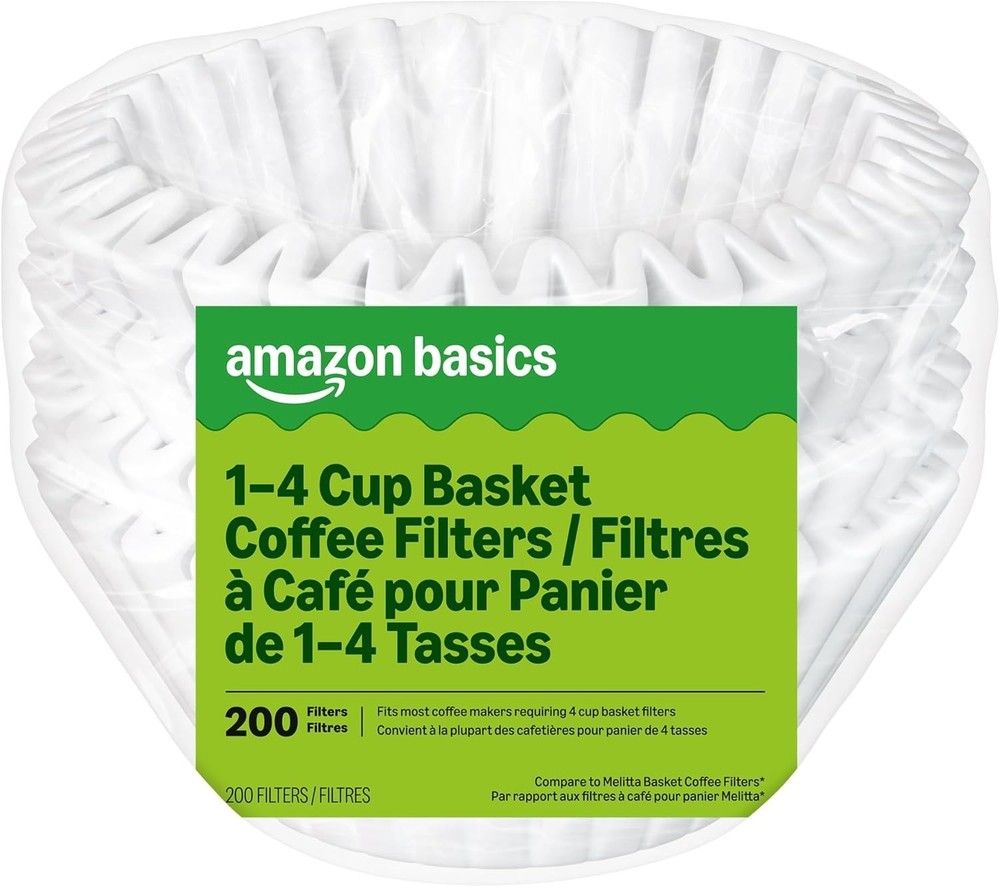 200 Count Basket Coffee Filters for 1-4 Cup Makers - Eco-Friendly & Compostable