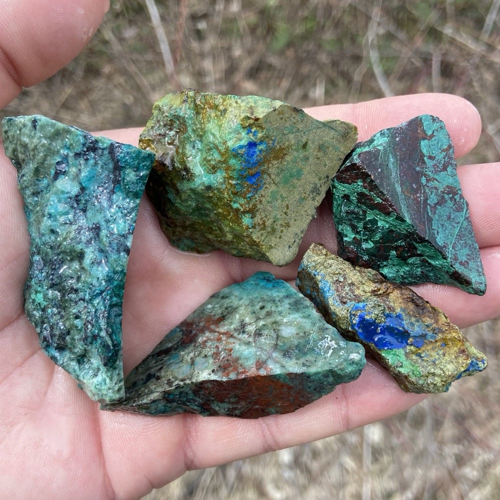 5 Pc Chrysocolla Azurite Rough Raw Stones