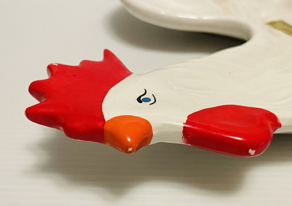 Emil Ceramic Rooster shaped egg holder serving ceramic plate.