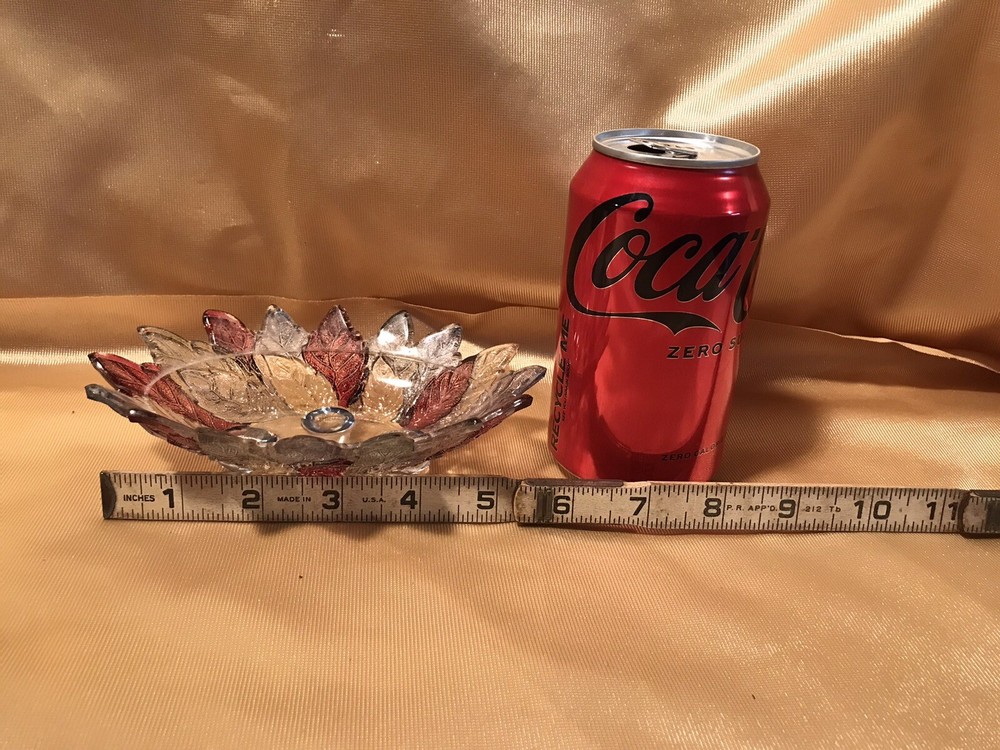 Depression glass multi color leaf dish- Gorgeous!