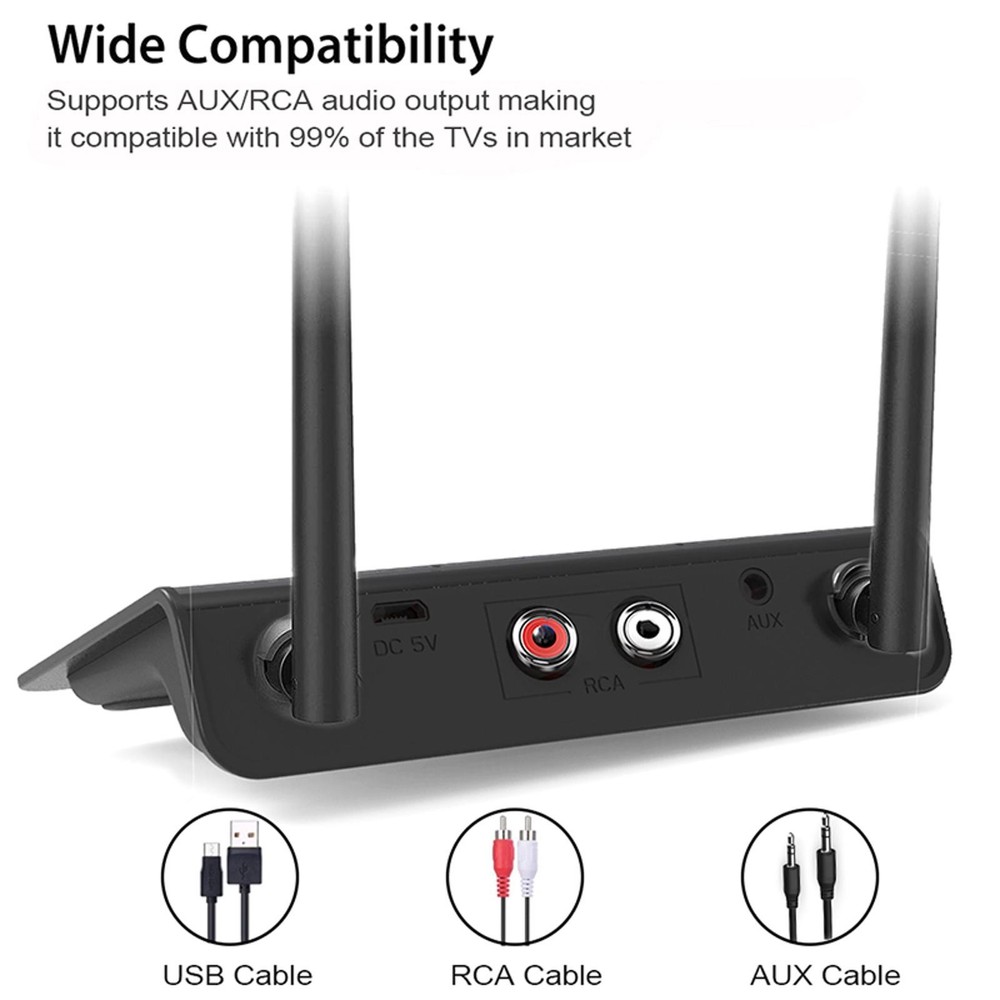 Wireless Bluetooth RCA Transmitter Receiver Audio Adapter 3.5mm AUX Jack TV PC