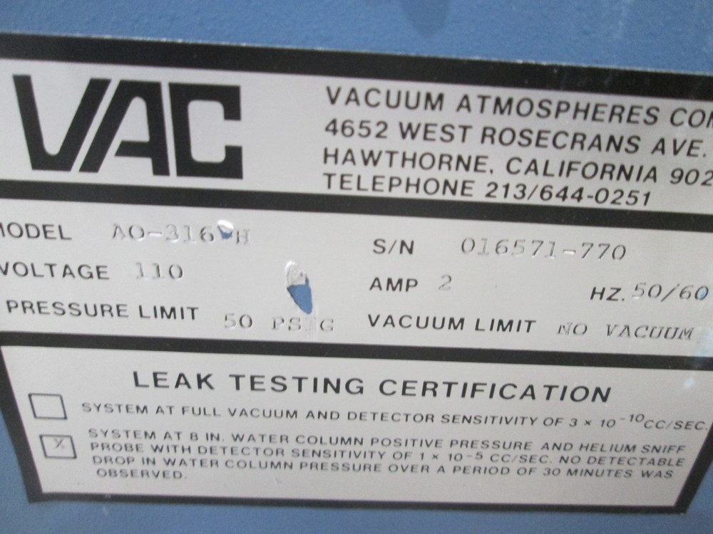 VAC, Oxygen Analyzer, AO-316-H, Used