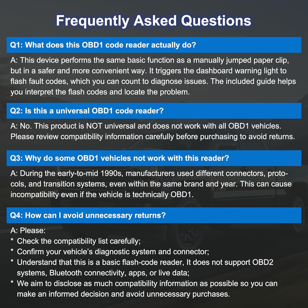 OBD1 Scanner and Code Reader Compatible with GM 1982-1995 Vehicles, ECM ABS Diag