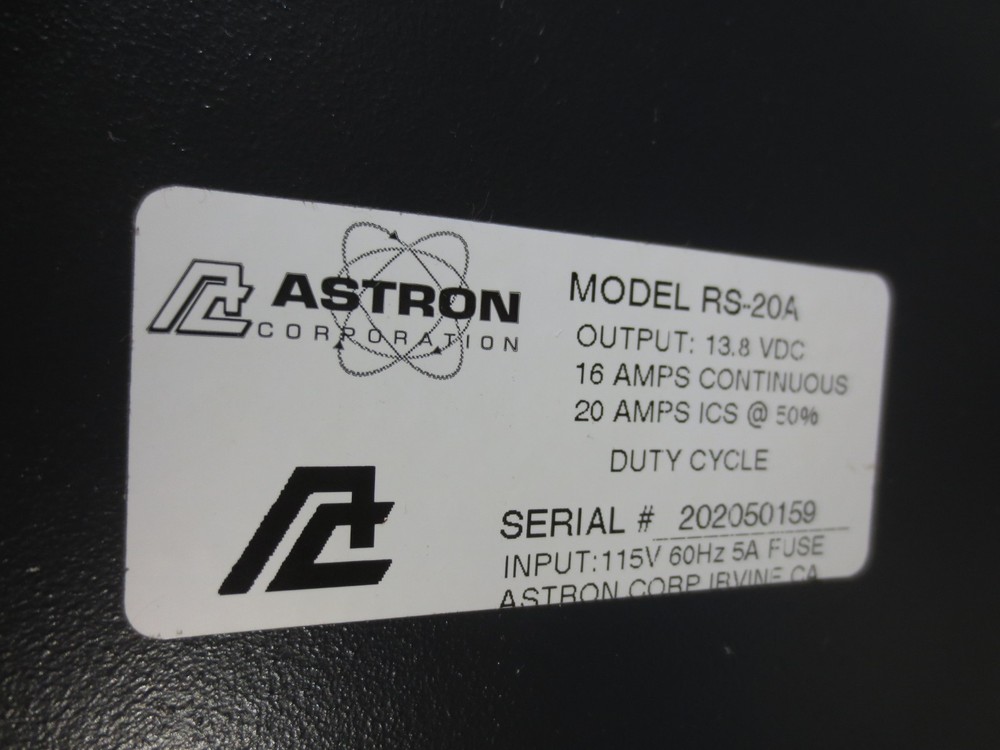 ASTRON RS-20A Linear AC-DC Power Supply, 13.8VDC, 20A Max 16A (*Tested!*)