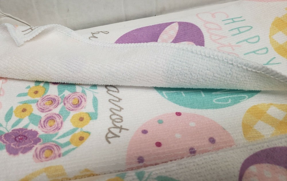 Set of 3 Same Microfiber Kitchen Towels (15"x25") EASTER, EGG HUNT, BUNNIES, GR
