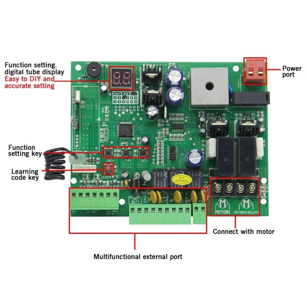 gate motor accessories sliding gate motor AC 24V control board With remote