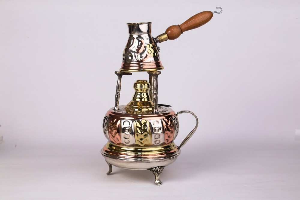 Handmade Brass Turkish Coffee Maker alcohol burner fun and entertaining set