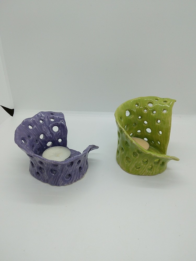 Hand Made Art Pottery Votive Candle Holders