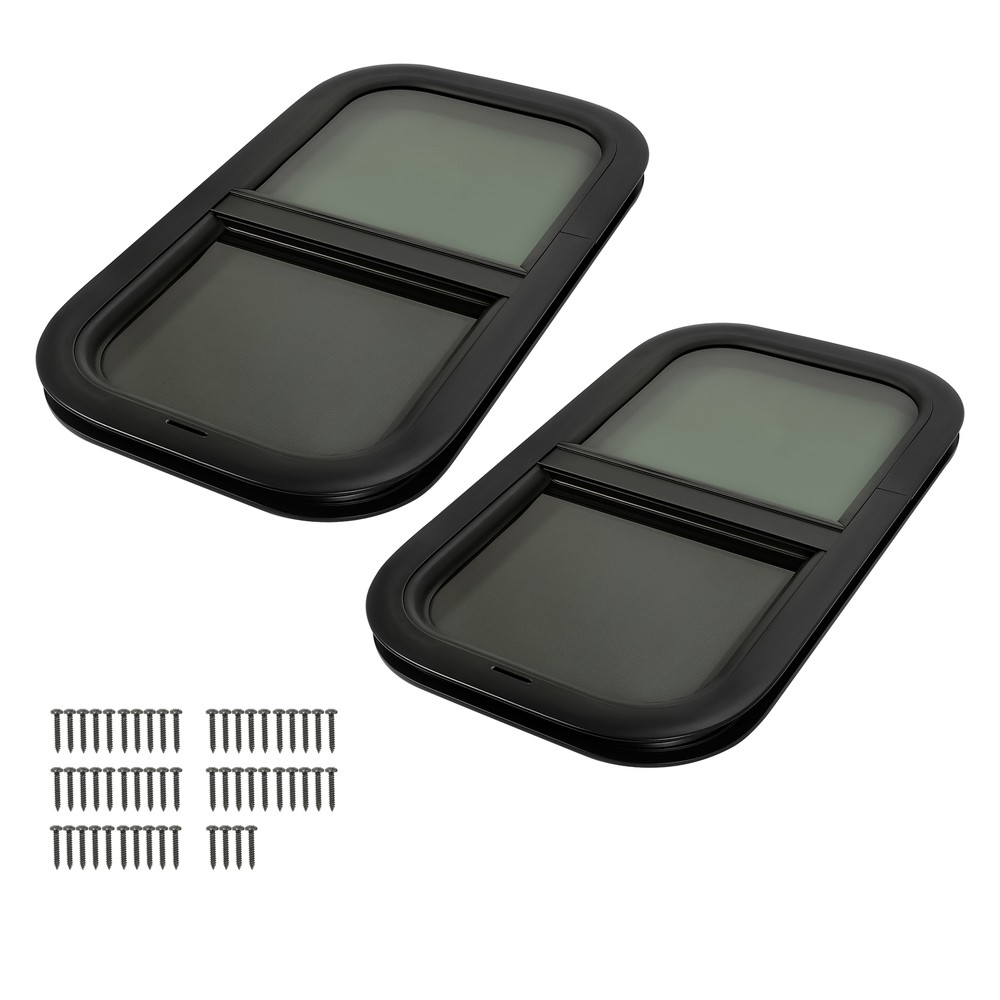 2 Pack 12 x 22 x1-1/2" Wall Vertical RV Window Cargo Trailer W/Screen & Screws