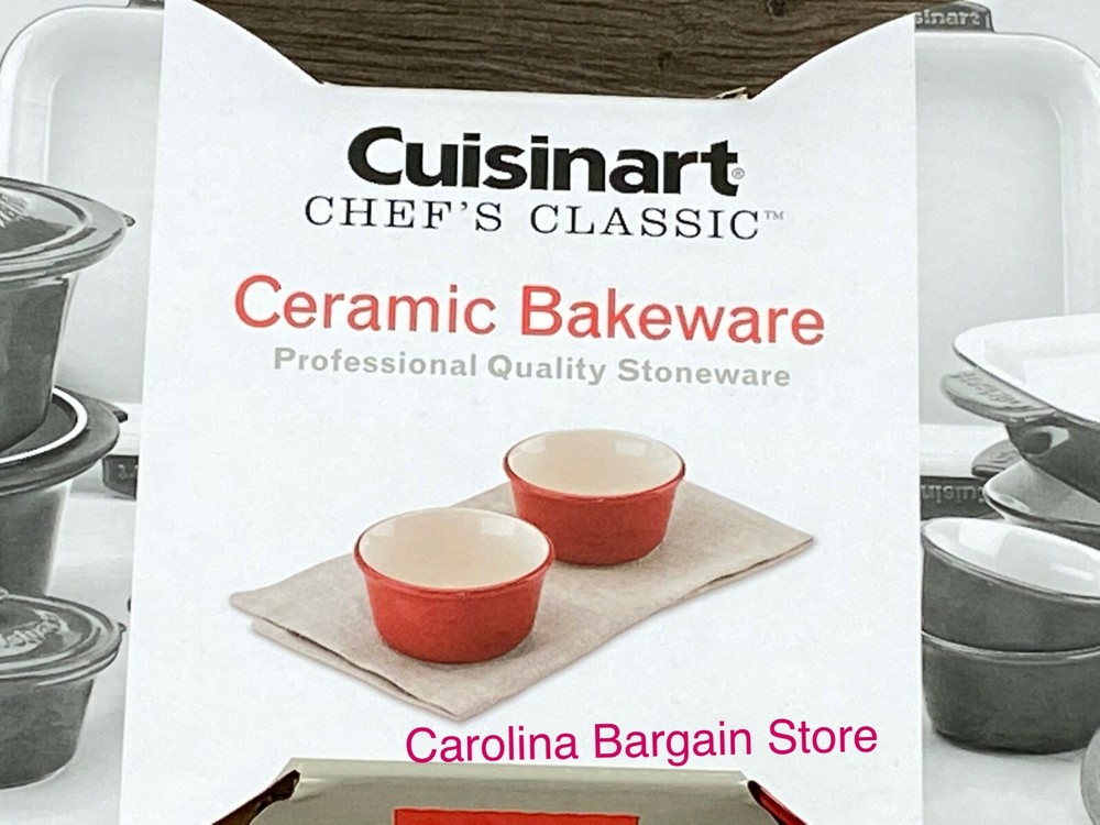 CUISINART CHEF'S CLASSIC, CERAMIC BAKEWARE, SET OF TWO 9 OZ. RAMEKINS, RED