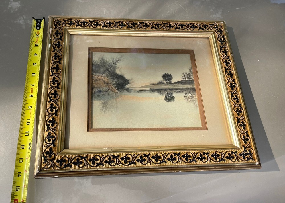 Victorian Partly Water Gilded Frame With Nutting Style Print Riverscape