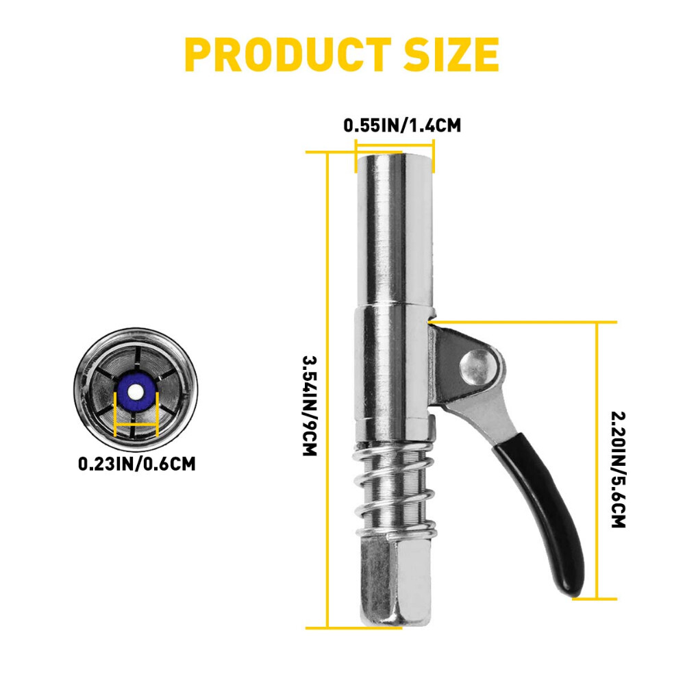 9CM Grease Coupler On Locks Does Not Leak Fits Zerk Grease Fittings 1/8" Replace