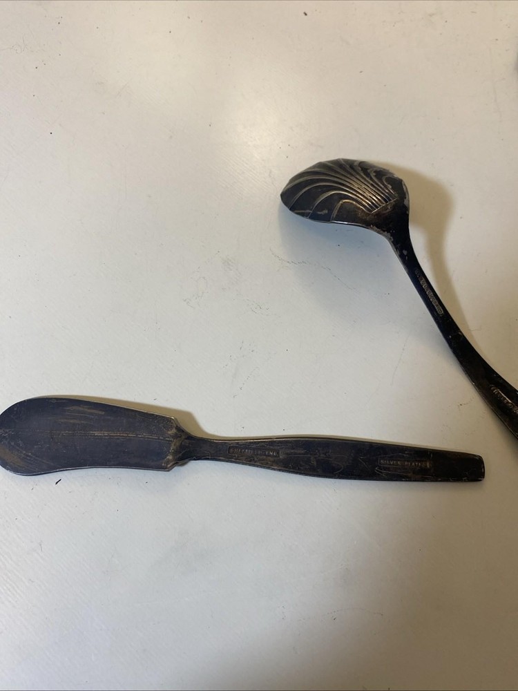 Sheffield England Silver Plated Knife And Spoon
