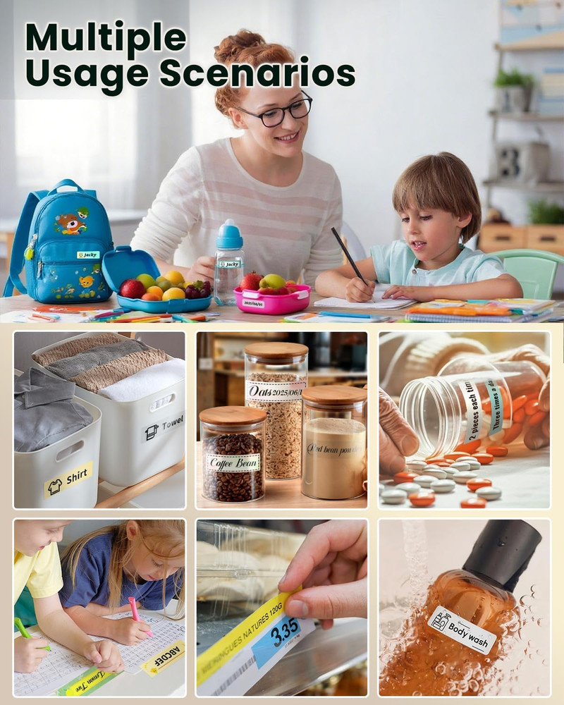 Label Maker Machine with Tape, Portable Bluetooth Label Makers, Inkless Mini Pri