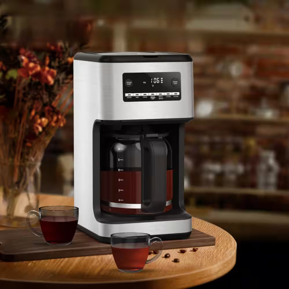 14-Cup Coffee Maker with Carafe Brewer & Timing Function in Silver