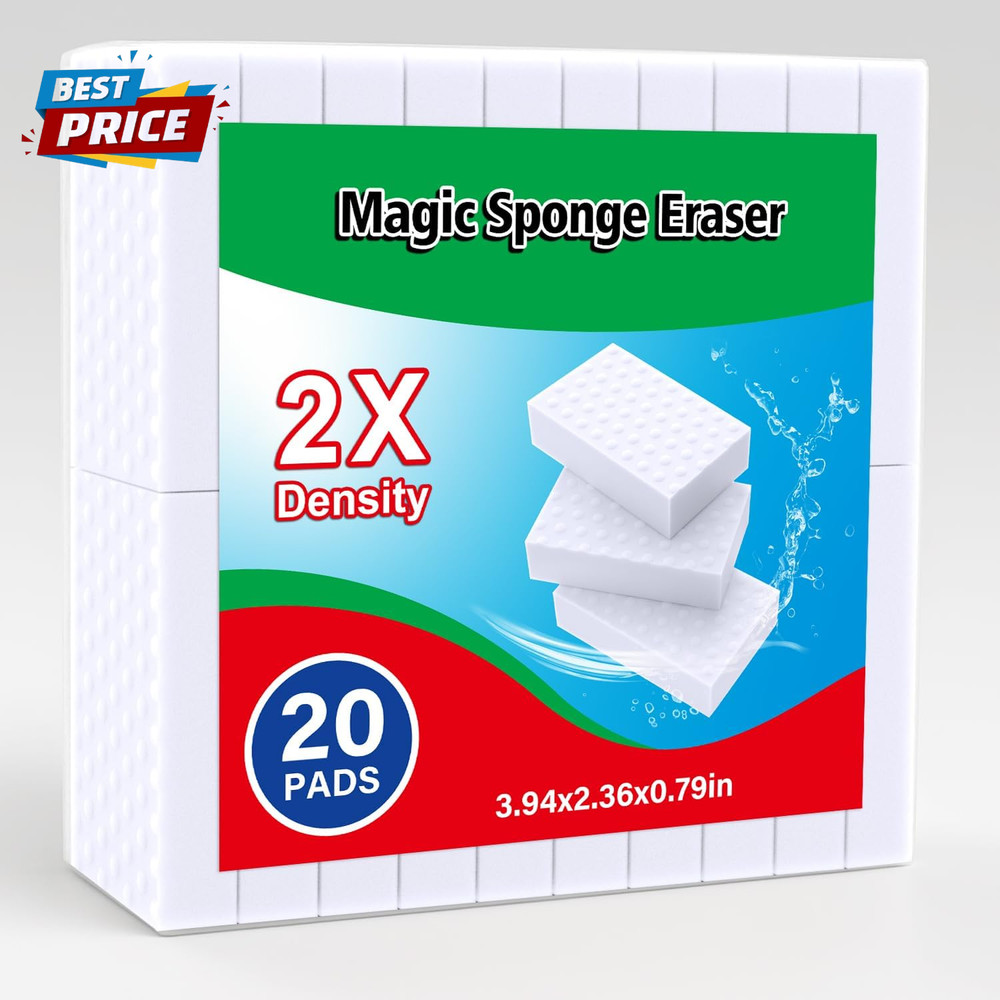 20 Pack Magic Sponges Erasers, 2X Density Long Lasting Melamine Sponge in Bulk,