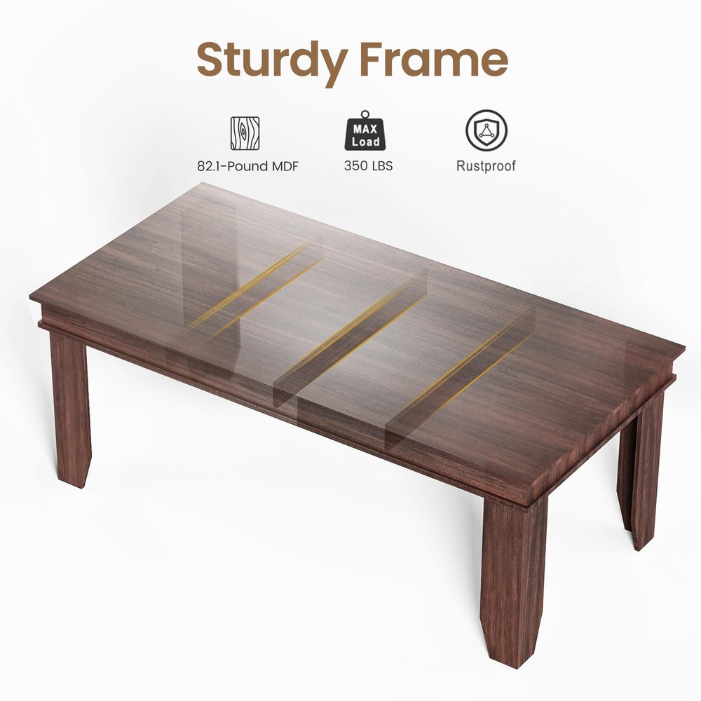 71" Farmhouse Dining Table Rustic Wood Rectangular Table for 6-8 People Kitchen