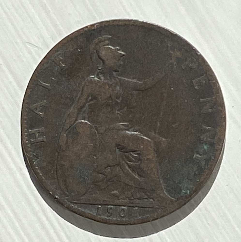1901 Great Britain Half Penny - Free Shipping