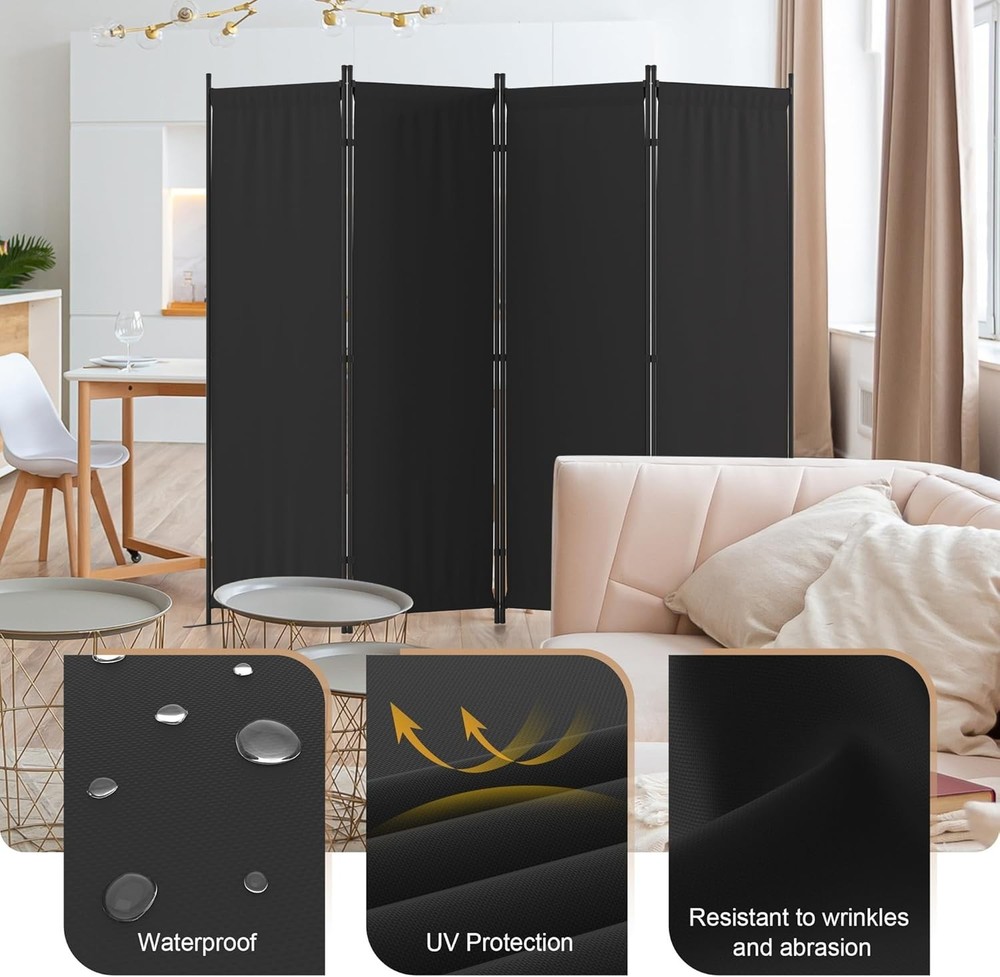 Room Divider, 4 Panel Folding Privacy Screen, 88” Portable Separating with 3 ...