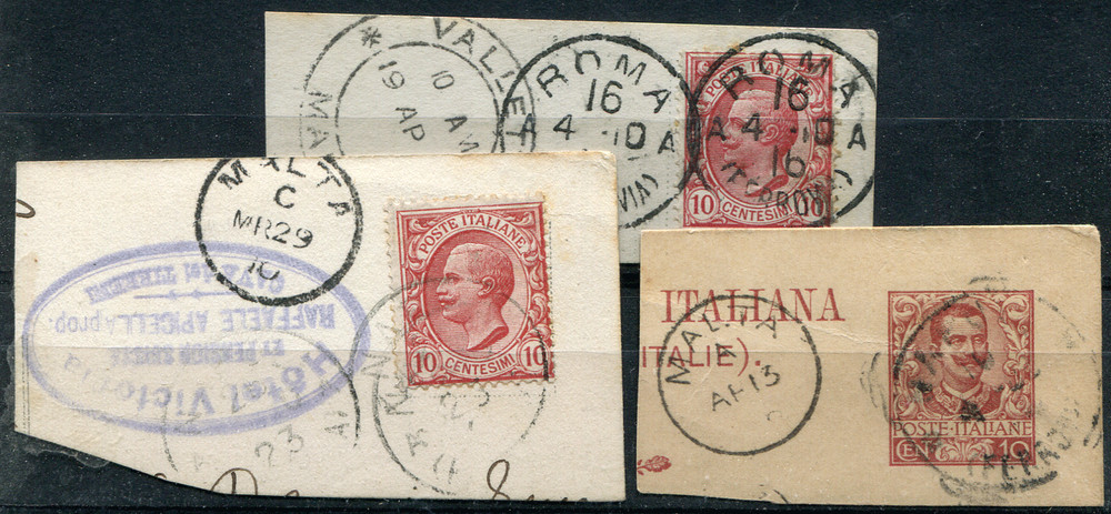 MALTA (25333): 1910 from Italy postmark/cancel