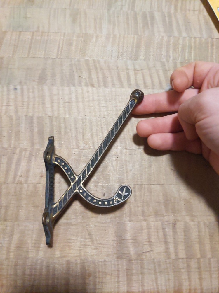 Victorian solid brass Coat Hook, Eastlake