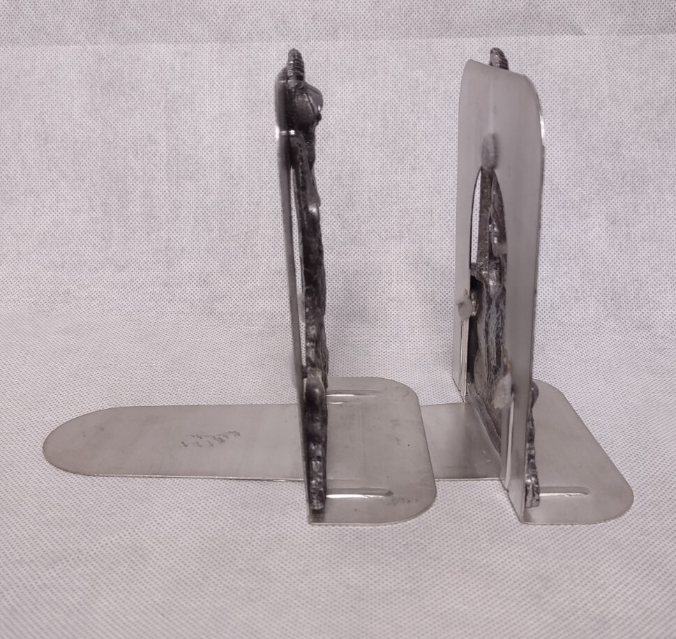 Golf Bookends Silver Pewter Tone Metal