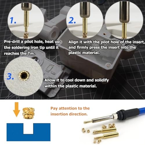 130Pcs Threaded Inserts Heat Set Inserts Kit M3x4x5 Brass (130pcs) M3x4x5