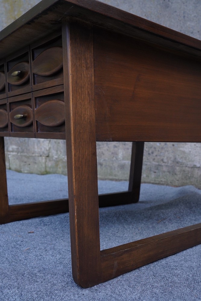 Mid Century Modern Walnut & Ash Nightstand End Table w/ Plastic Drawer Panel