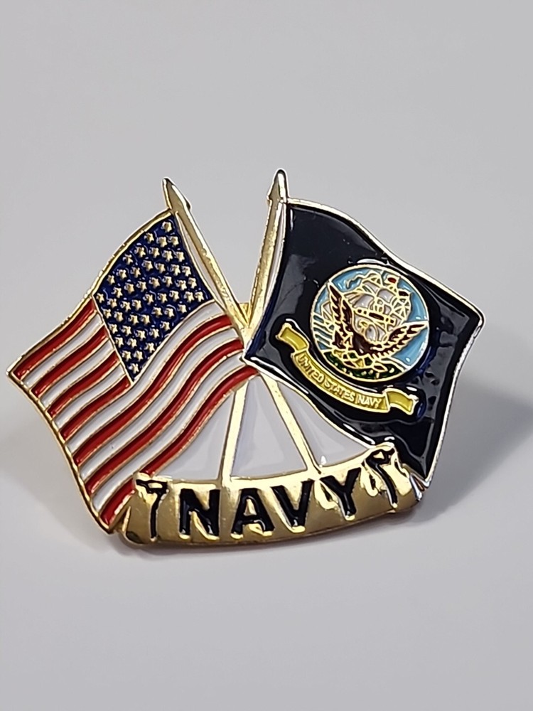 US Navy Flag & USA Flag Lapel Pin