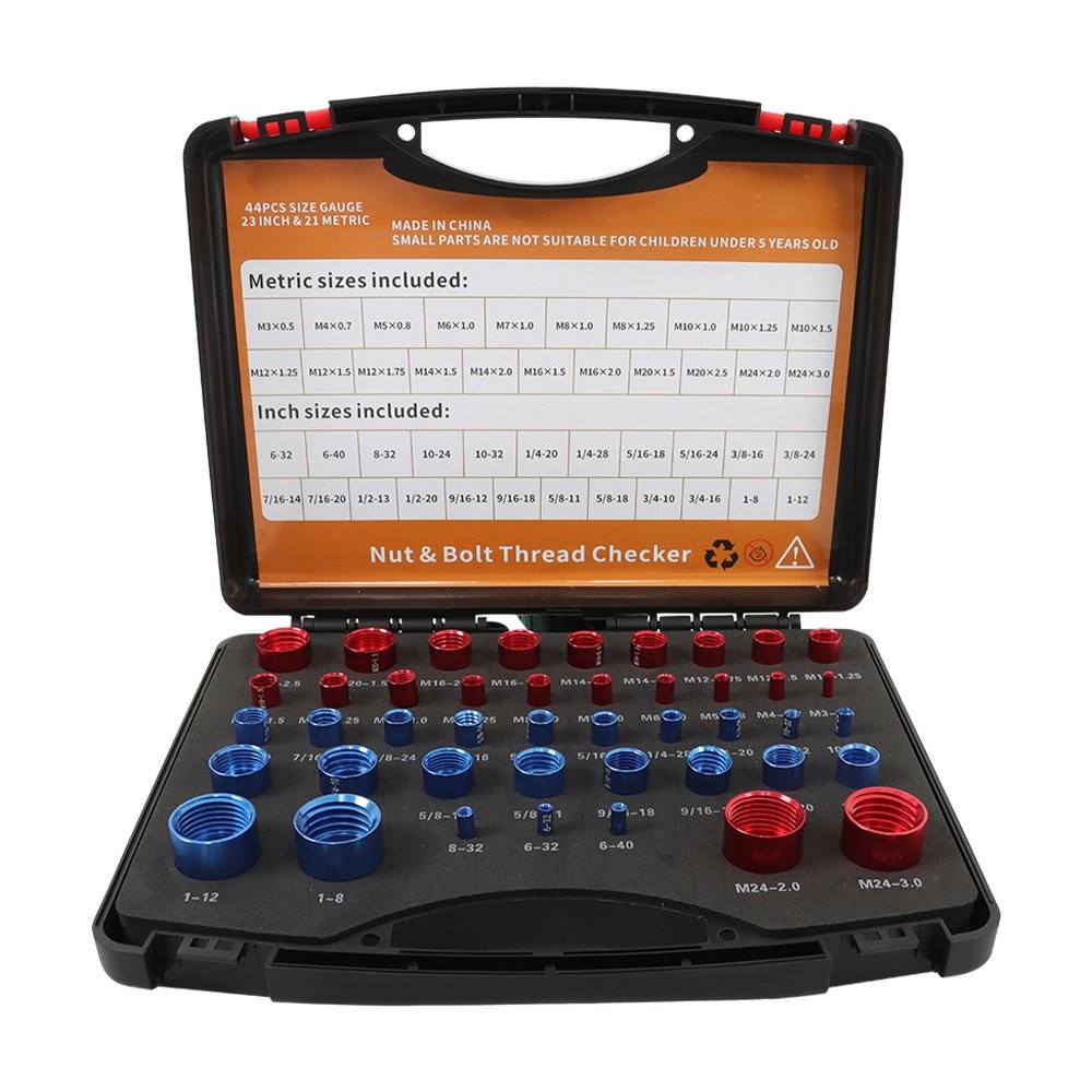 Nut and Bolt Thread Checker Identifier Thread Gauges  (23Inch & 21Metric) 44PCS