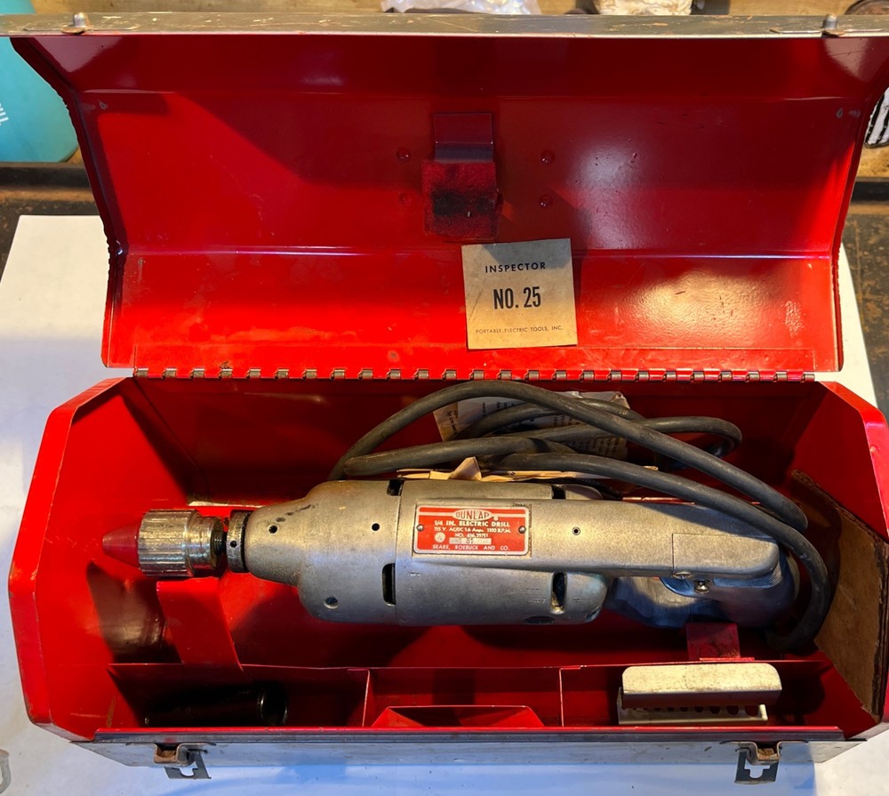 Vintage Dunlap 1/4” Drill W/case Used
