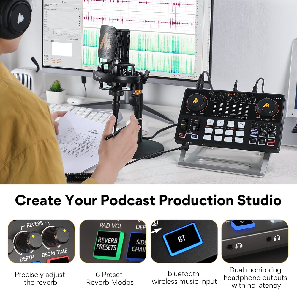 Podcast Production Studio Audio Interface for Podcast Recording, Streaming