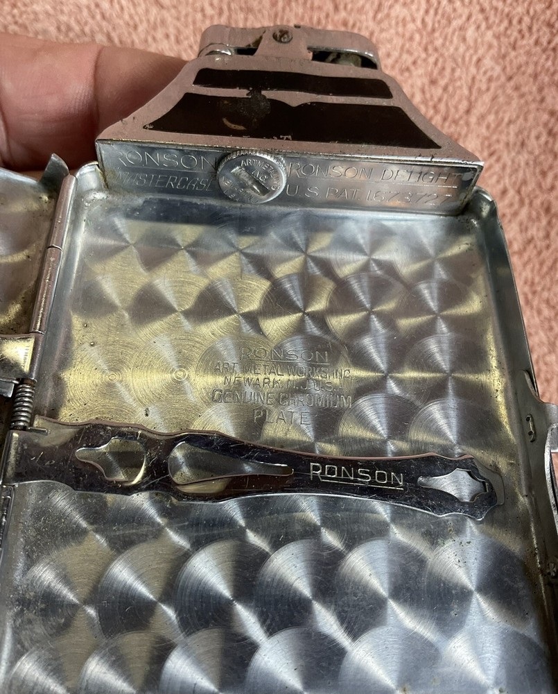 Vintage Ronson Cigarette Case & Lighter W/ Initials. Untested.